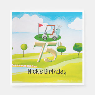 Golfer 75th Birthday on golf course Napkin
