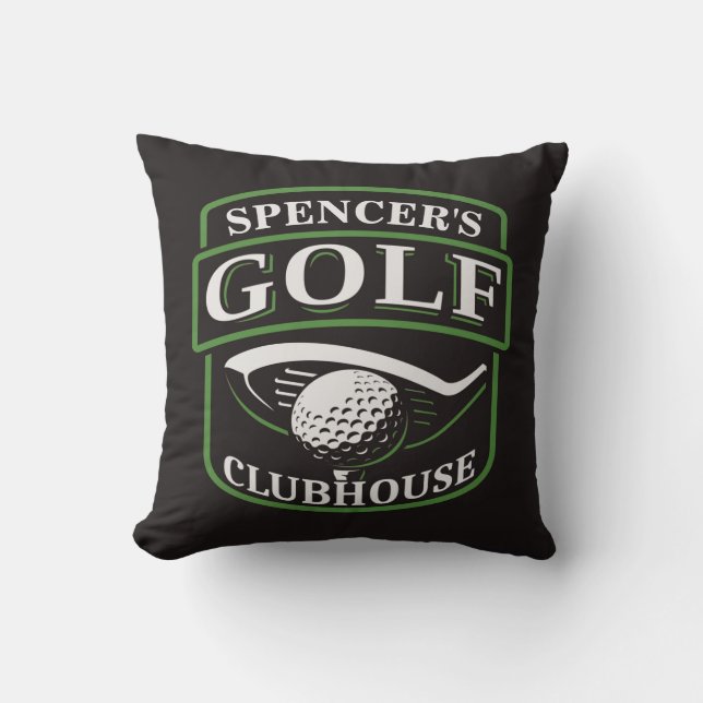 Golfer ADD NAME Pro Golf Player Club Clubhouse Cushion (Front)