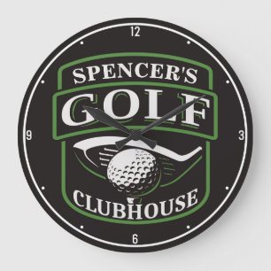 Golfer ADD NAME Pro Golf Player Club Clubhouse Large Clock