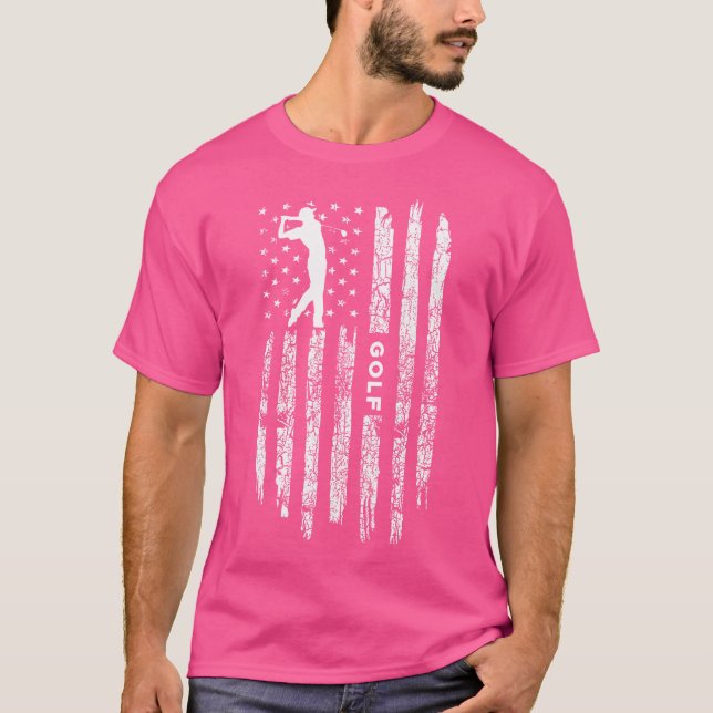 Golfer American Usa Flag Golf Golfing Lover T-Shirt (Front)