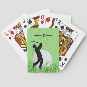 Golfer and Ball surrounded by grass Personalise Playing Cards