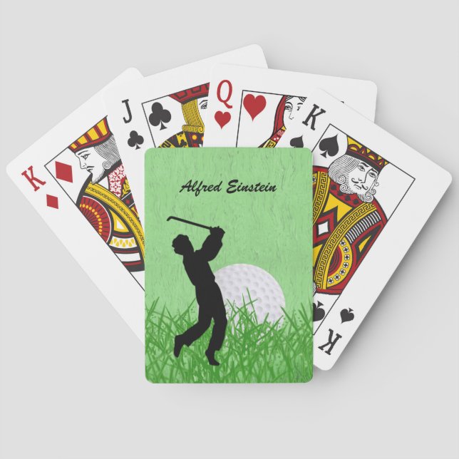 Golfer and Ball surrounded by grass Personalize Playing Cards (Back)