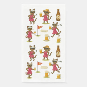 Golfer and Beer for Cat Lovers for Golf Party Napkin