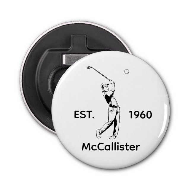 Golfer and Personalised name and year Bottle Opener (Front)