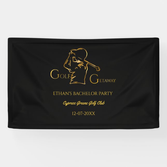 Golfer Bachelor Party Golf getaway Luxury Gold Banner (Horizontal)