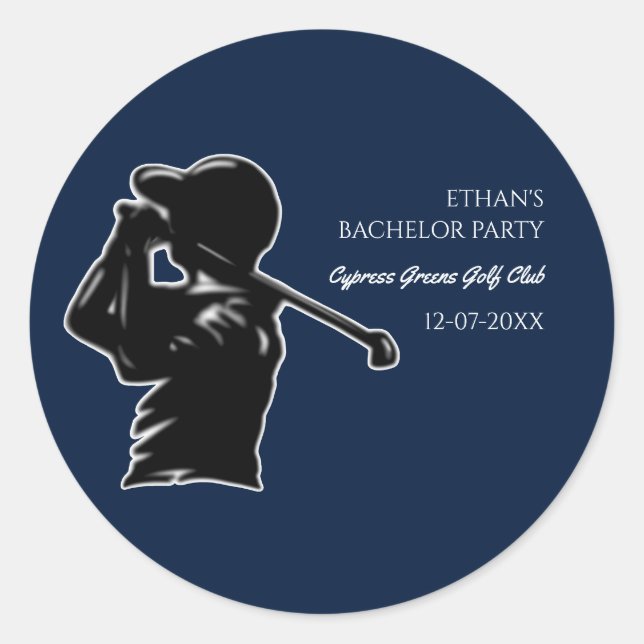 Golfer Bachelor Party Golfing trip Classic Stylish Classic Round Sticker (Front)