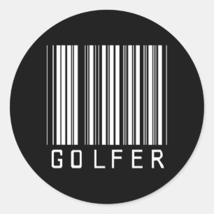 Golfer Bar Code Classic Round Sticker