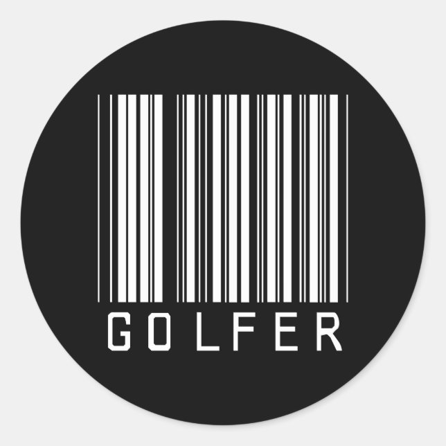 Golfer Bar Code Classic Round Sticker (Front)