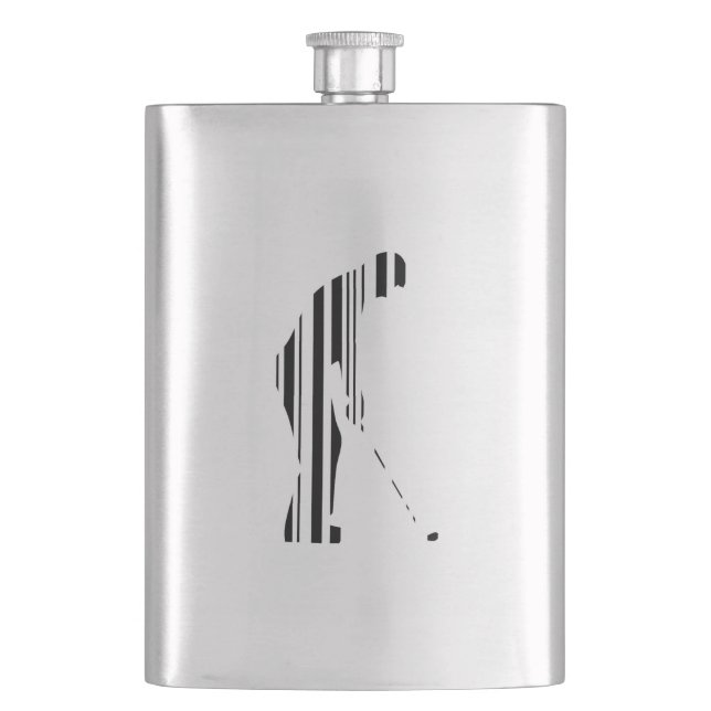 GOLFER BAR CODE Golf Golfing Sports Pattern Design Hip Flask (Front)