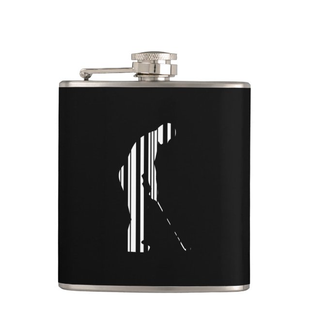 GOLFER BAR CODE Golf Golfing Sports Pattern Design Hip Flask (Front)