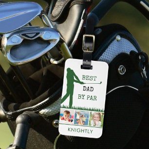 Golfer BEST DAD BY PAR 3 Photo Personalised Luggage Tag