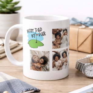 Golfer Best Dad By Par Golf Pun 7 Photo Large Coffee Mug