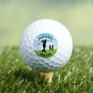 Golfer Best Dad Custom Name 3-D Monogram     Golf Balls