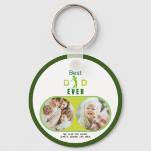 Golfer Best Dad Ever Fathers Day Family Photo Key Ring