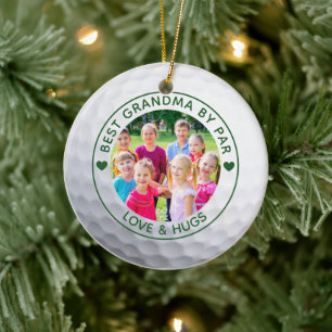 Golfer BEST GRANDMA BY PAR Photo Custom Ceramic Tree Decoration