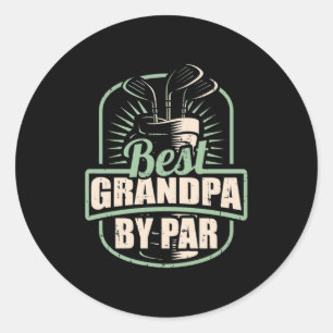 Golfer Best Grandpa By Par Classic Round Sticker