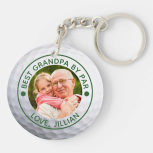 Golfer BEST GRANDPA BY PAR Photo Custom Key Ring