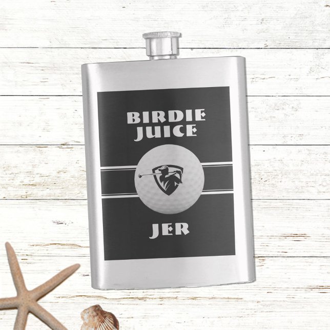 Golfer Birdie Humour Sports Golf Game Custom Black Hip Flask (Creator Uploaded)