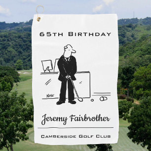 Golfer Birthday - Funny Golf Cartoon Golf Towel