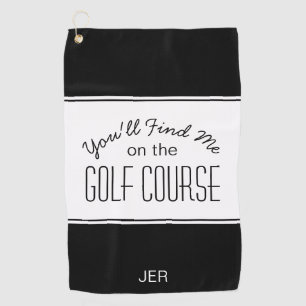 Golfer Black & White Golf Course Quote Monogrammed Towel