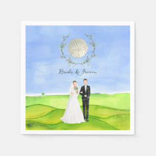 Golfer bride and groom for golfers Wedding Party Napkin
