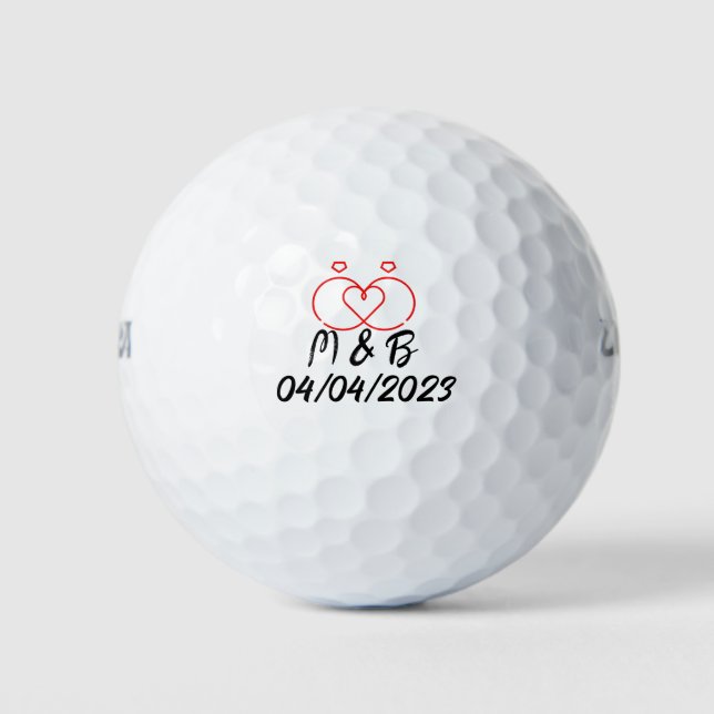 Golfer Bride and Groom Wedding Golf Ball  (Front)