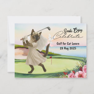 Golfer Bride Wedding Bachelorette for Cat lovers Postcard