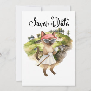 Golfer Cat Bride  Bachelorette Party Woman Golfer Invitation