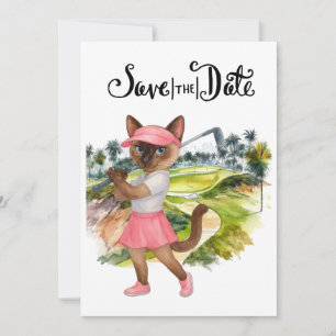 Golfer Cat Bride  Bachelorette Party Woman Golfer Invitation