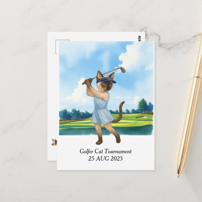 Golfer Cat  tournament Postcard (Front/Back In Situ)