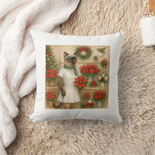 Golfer Cat Woman Christmas themed for animal lover Cushion