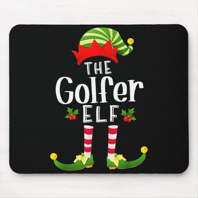 Golfer Christmas Elf Matching Pajama X-mas Party  Mouse Mat (Front)