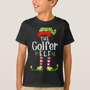 Golfer Christmas Elf Matching Pajama X-mas Party T-Shirt