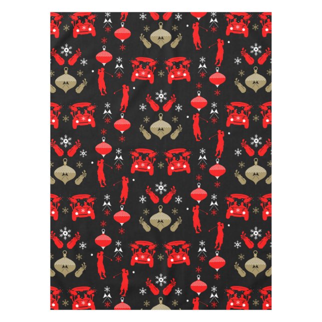 Golfer Christmas Holiday  Tablecloth (Front)