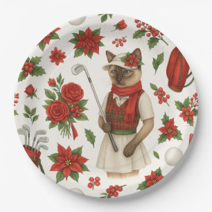 Golfer Christmas themed with golf equipment Paper Plate