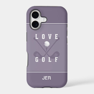 Golfer Clubs Sport Pro Ball Typography Purple