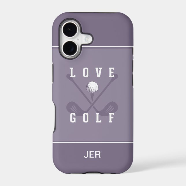 Golfer Clubs Sport Pro Ball Typography Purple (Back)