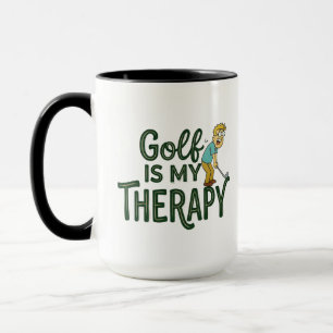 Golfer Coffee Mug - Golf Is My Therapy Funny Cup