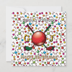 Golfer Customised Christmas Monogram Design Holiday Card