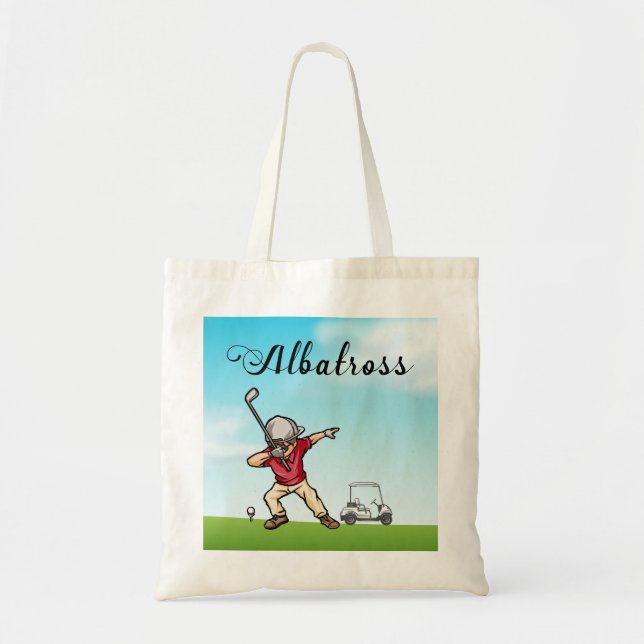 Golfer dabbing on golf course ALBATROSS Tote Bag (Front)