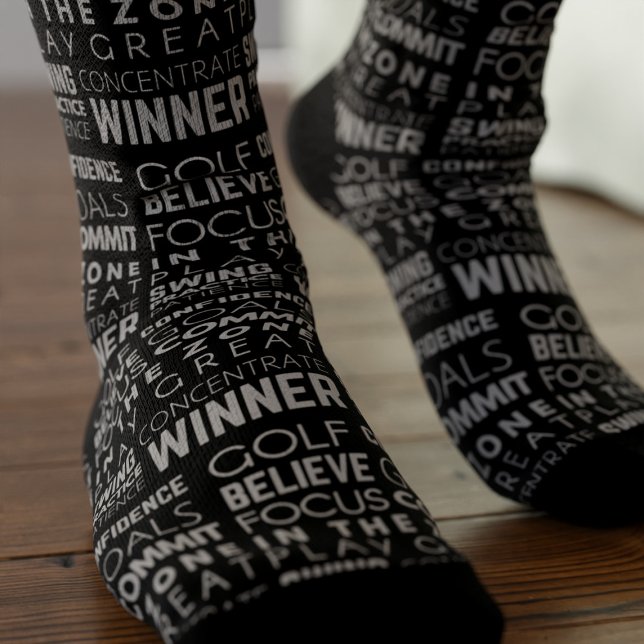 Golfer Dad Believe Motivational Quote Black Golf Socks (Creator Uploaded)
