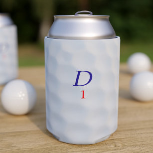 Golfer Dad Dimple Monogram Golf Ball Can Cooler