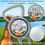 Golfer Dad Father Daughter Personalised Photo Golf Divot Tool<br><div class="desc">Introducing the perfect gift for the golf lover in your life - a modern and simple golf divot tool, golf marker, and beer bottle opener all in one! This magnetic tool is designed to be the ultimate accessory for any golfer and features a sleek and stylish design that is sure...</div>