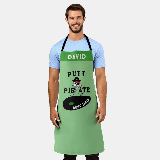 Golfer Dad Gift, Personalised Golf Pirate Chef Apron (Worn)