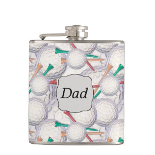 Golfer Dad Golf Balls Pattern Hip Flask