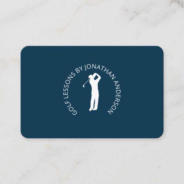 golfer Dunkelblau Business Business Card (Front)