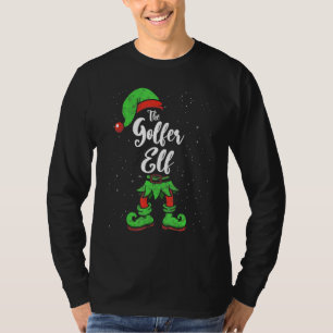 Golfer Elf Matching Family Christmas Pajama Costum T-Shirt