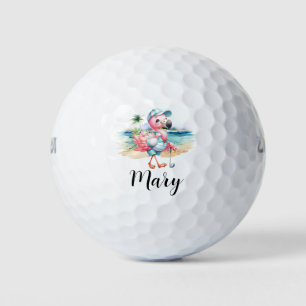 Golfer Flamingo at the beach  Golf Balls