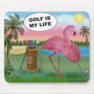 Golfer Flamingo - Golf is my life Mouse Mat