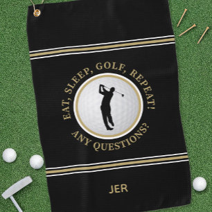 Golfer Fun Funny Golf Saying Sports Modern Black Towel
